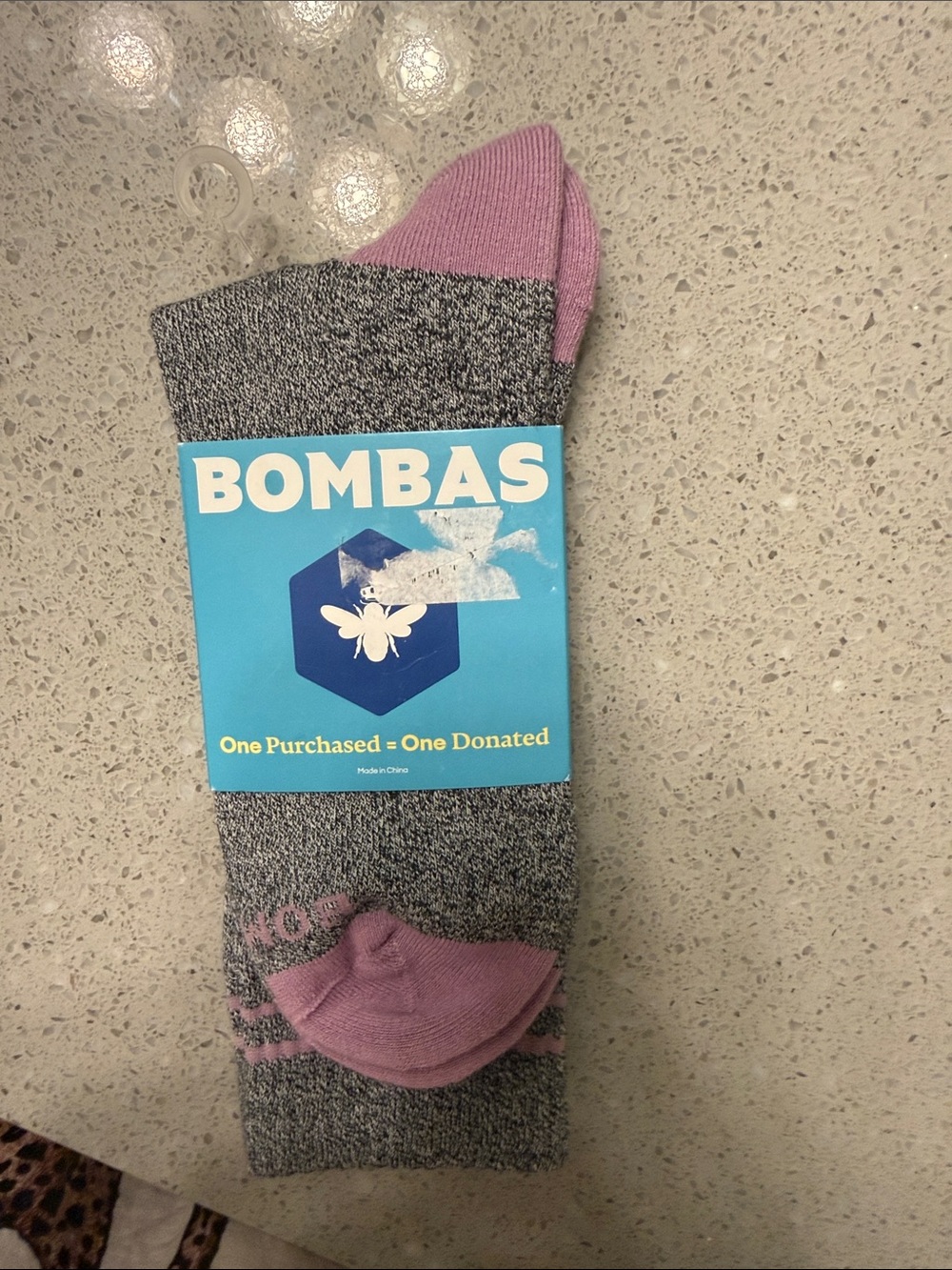 Bombas Midweight Crew Socks with Pink Accents - Large - Picture 5 of 6